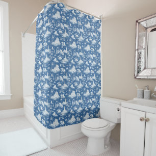 Rideaux De Douche Toile marine bleue de Jouy