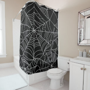Rideaux De Douche Toiles d'araignée noires et blanches Halloween