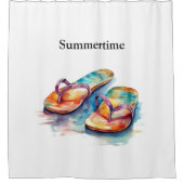 Rideaux De Douche tongs colorés aquarelle personnalisable (Devant)