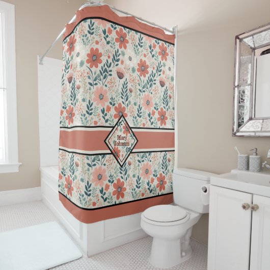 Rideaux De Douche Tons boho assourdis personnalisés (En situation)