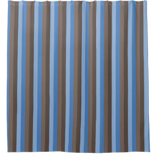 RIDEAUX DE DOUCHE TONS DE CHOCOLAT STRIPES BROWN ET BLEUS (Devant)
