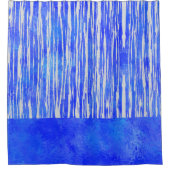 Rideaux De Douche Tons de Motif blanc et bleu rayé (Devant)