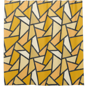 Rideaux De Douche Tons de motif en vitrail jaune