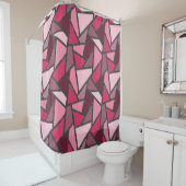Rideaux De Douche Tons de motif en vitrail rose (En situation)