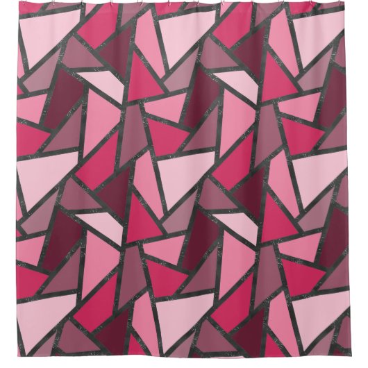 Rideaux De Douche Tons de motif en vitrail rose (Devant)
