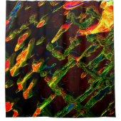 Rideaux De Douche Tons de vert égouttés dans la flamme (Devant)