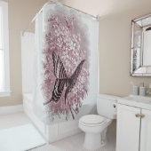 Rideaux De Douche Tons roses du papillon du jardin (En situation)