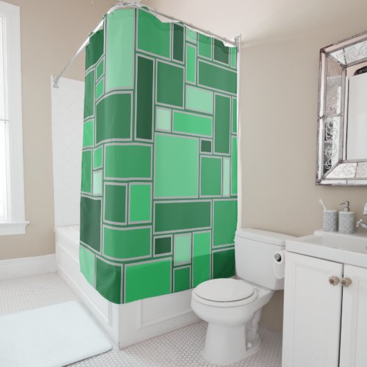 Rideaux De Douche Tons verts (En situation)