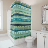 Rideaux De Douche Tons verts Trigal Stripes Motif géométrique (En situation)