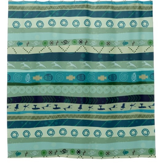 Rideaux De Douche Tons verts Trigal Stripes Motif géométrique (Devant)