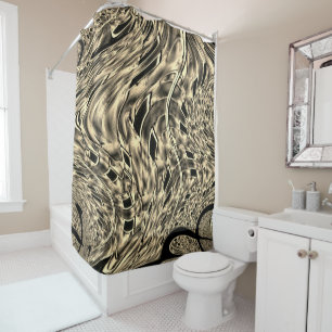 Rideaux De Douche Tordu avec une forte nuance de beige, miroir