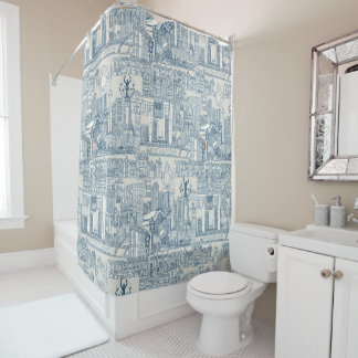 Rideaux De Douche Toronto toile cobalt blanc fort