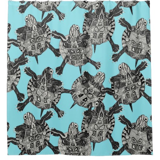 Rideaux De Douche tortue bleu (Devant)