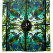 Rideaux De Douche Tortue de mer Faux Verre Rond (Devant)