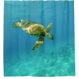 Rideaux De Douche Tortue de mer nageant dans l'eau turquoise de l'oc