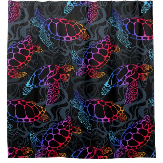 Rideaux De Douche Tortue de mer psychédélique : Boho Ocean (Devant)