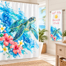 Tortue de mer tropicale aquarelle