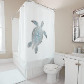 Rideaux De Douche Tortue marine argentée blanche (En situation)