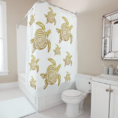 Rideaux De Douche Tortue marine d'or Nautical (En situation)