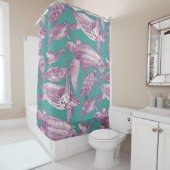 Rideaux De Douche tortues de mer violet turquoise (En situation)