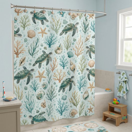 Rideaux De Douche Tortues Marines Vertes