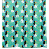 Rideaux De Douche Toucans sur Turquoise (Devant)