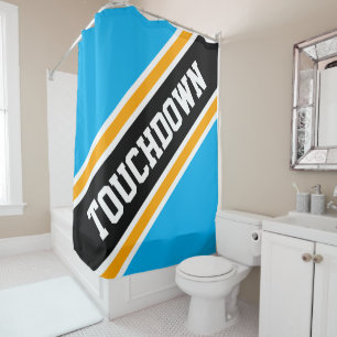 Rideaux De Douche TOUCHDOWN Azure Blue Yellow Black Racing Stripes