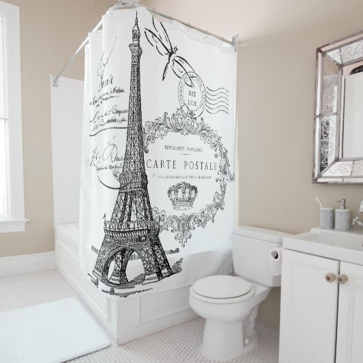 Rideaux De Douche Tour Eiffel (En situation)