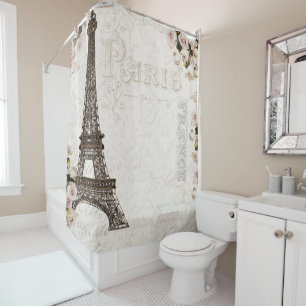 Rideaux De Douche Tour Eiffel de Paris France Roses roses Glamour