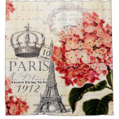 Rideaux De Douche Tour Eiffel et hydrangée (Devant)