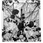 Rideaux De Douche Tour Eiffel floral blanc noir d'arbres dramatique (Devant)