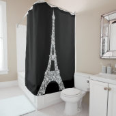 Rideaux De Douche Tour Eiffel Pari Noir Blanc Swarovski Crystals (En situation)
