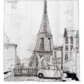 Rideaux De Douche Tour Eiffel Paris France Illustration en encre de (Devant)