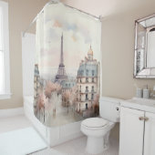 Rideaux De Douche Tour Eiffel Paris Vintage moderne (En situation)