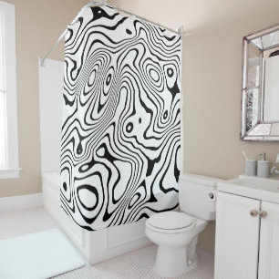 Rideaux De Douche Tourbillon blanc noir Conception abstraite