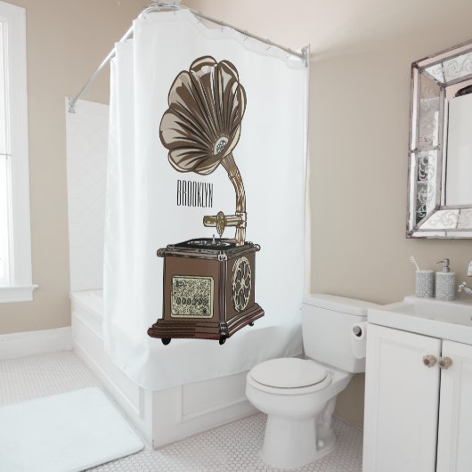 Rideaux De Douche Tourne-disque dessin animé (En situation)