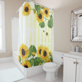 Rideaux De Douche Tournesol jaune tropical floral (En situation)