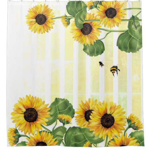 Rideaux De Douche Tournesol jaune tropical floral (Devant)