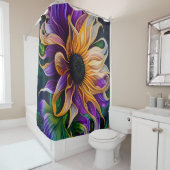 Rideaux De Douche Tournesol violet et or (En situation)