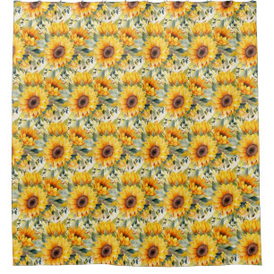 Rideaux De Douche Tournesols à l'aquarelle dans le style de Van Gogh