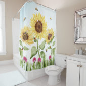 Rideaux De Douche Tournesols et Abeilles (En situation)