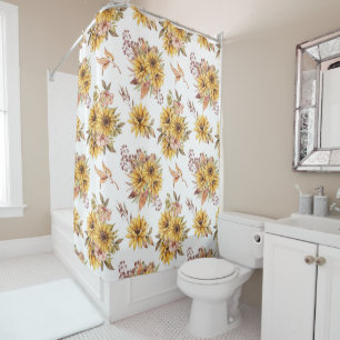 Rideaux De Douche Tournesols et Feuilles Brown
