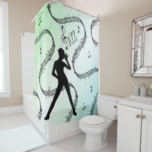 Rideaux De Douche Tout ce design de danse de jazz vert musique