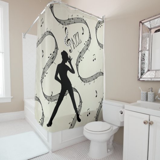 Rideaux De Douche Tout ce Jazz Dance Golden Music Design (En situation)