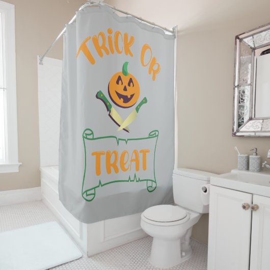 Rideaux De Douche Tracer ou traiter les os croisés Halloween visage (En situation)