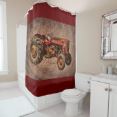 Rideaux De Douche Tracteur rouge antique (En situation)
