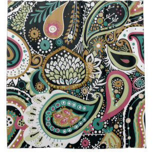 Rideaux De Douche Traditional Asian Paisley pattern in modern design