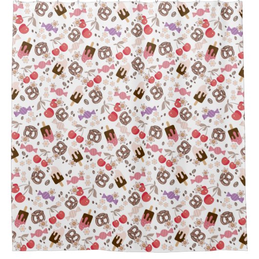 Rideaux De Douche Traitements sucrés et salés Motif blanc (Devant)
