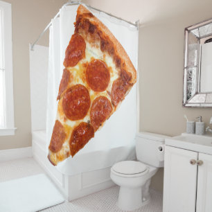 Rideaux De Douche tranche de pizza pepperoni classique de SlipperyJo