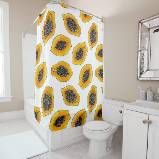 Rideaux De Douche Tranches de Papaya (En situation)